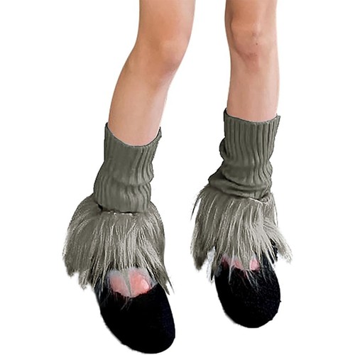 Women Girls Faux Fur Plush Leg Warmers Furry Fuzzy Leg Cuffs Winter Knitted Sock - Bild 34 von 60