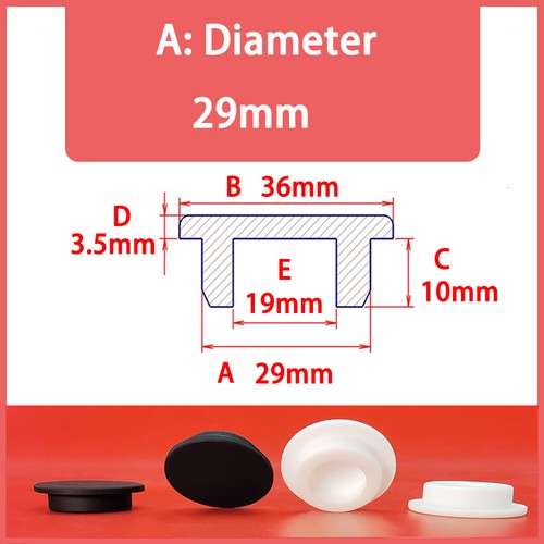 Hole Plug End Cap Round Silicone Rubber Blanking Seal Bung 10mm To 29mm Black - Bild 32 von 32