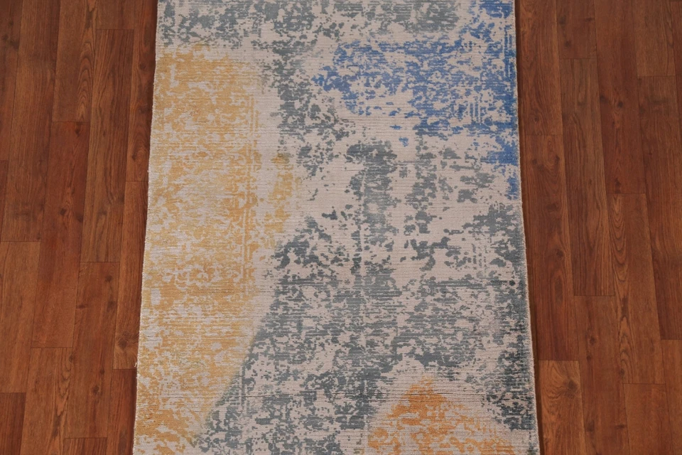 Modern Abstract One-of-a-kind Wool Runner Rug for Hallway 3x10 ft - Image 4 of 4