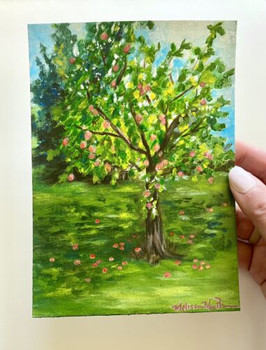 Apfelbaum Acryl Gemälde Original Kunst Obstbaum Wandbild Küche Deko 5x7 - Bild 2 von 6