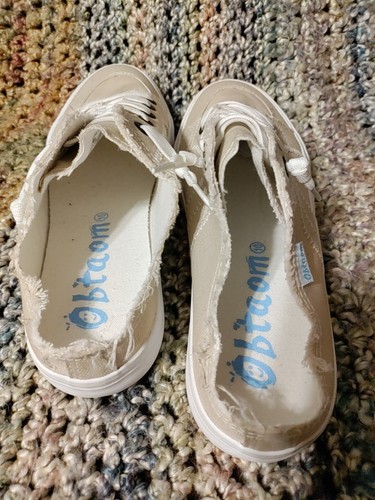 Sneakers, Obtaom Canvas  Low Top Fashion, White, Size 10 Distressed, New - Picture 3 of 10