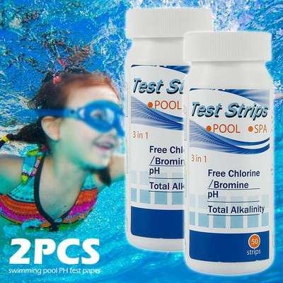 100PCS Chlor Dip Test Streifen Whirlpool Schwimmbad PH Tester Papier 2 Flaschen