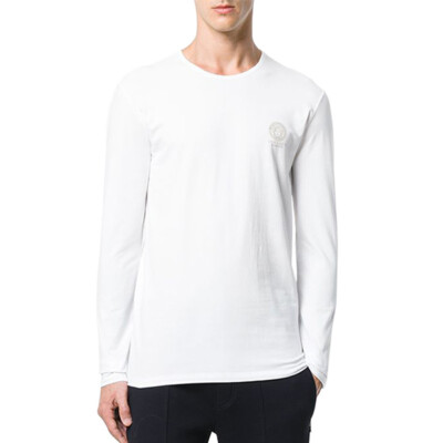 VERSACE T-Shirt Long Sleeve AU10197 White Black 2-Piece Set