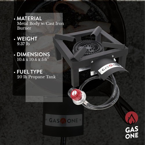 High Pressure Single Propane Burner - Outdoor Cooking with Heat Shield and Guard - Picture 2 of 11
