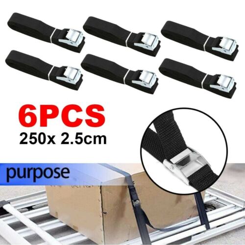 6 x Heavy Duty Ratchet Tie Down Straps Car Roof Rack Belts Quick Release 2.5M UK - Picture 2 of 18