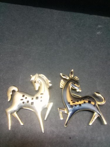 James H. Hall Yankee 2" Silberschmiede goldfarben Esel & Pferd Nadel Brosche N49