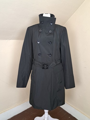 Andrew Marc New York Double Breasted Belted Black Trench Jacket Size L - Picture 2 of 13