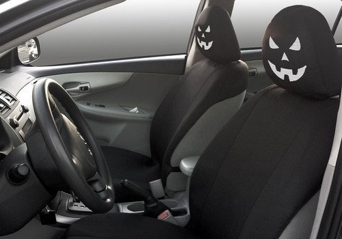 New Skellington Halloween Pumpkin Car Truck SUV Embroidery Headrest Cover 1 Pc - Picture 3 of 3