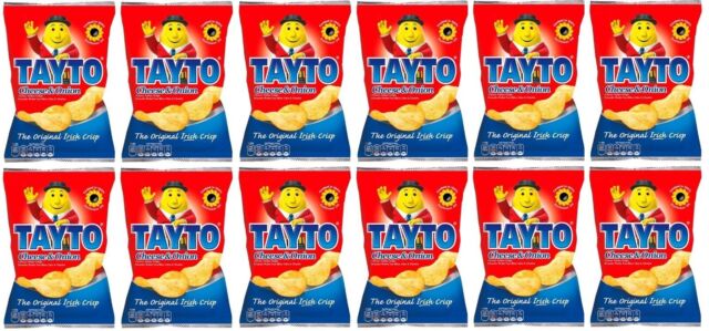 12 bags of Tayto Cheese and Onion Crisps from Ireland 25g each / total: 300g 12 bags of Tayto Cheese and Onion Crisps from Ireland 25g each / total: 300g