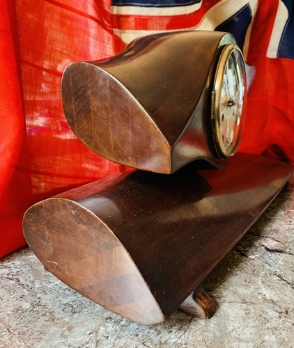 Fabulous RFC or RAF Solid Mahogany Propeller Chiming Mantel Clock (Vickers?) - Picture 10 of 12