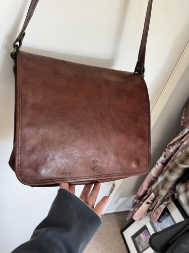 Firenze Tasche Klappe Messenger Laptop Aktentasche Sattelleder braun groß Italien - Bild 6 von 23
