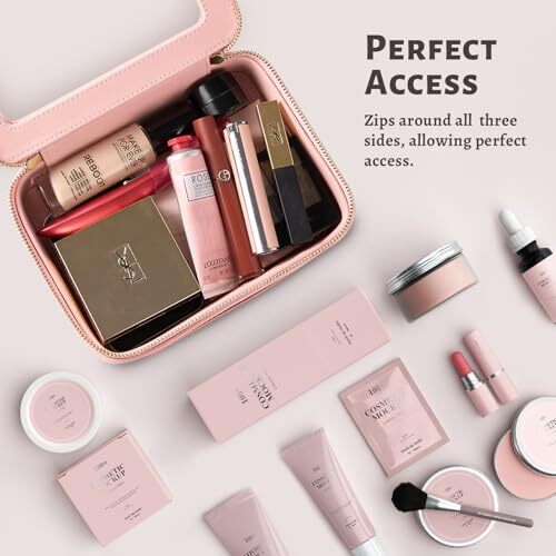 Clear Makeup Bag Organizer, Portable Travel Toiletry Pink Double Style - Bild 5 von 5