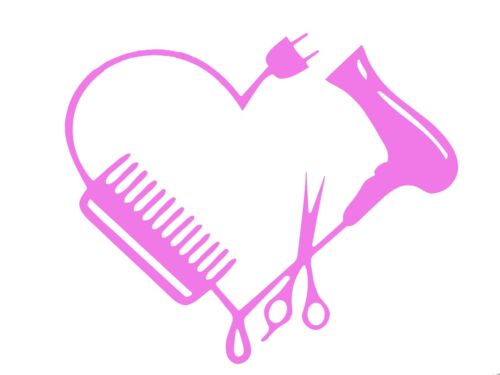 Secador de pelo tijeras peine corazón esteticista barbería tienda de belleza vinilo calcomanía 75124 - Imagen 4 de 22