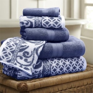 Amrapur Overseas Trefoil Filigree 6 Piece Reversible Yarn Dyed Jacquard Towel