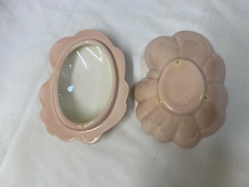 Hermosa caja grande de baratijas concha de mar/almeja cubierta de cerámica esmaltada rosa perla - Imagen 5 de 8