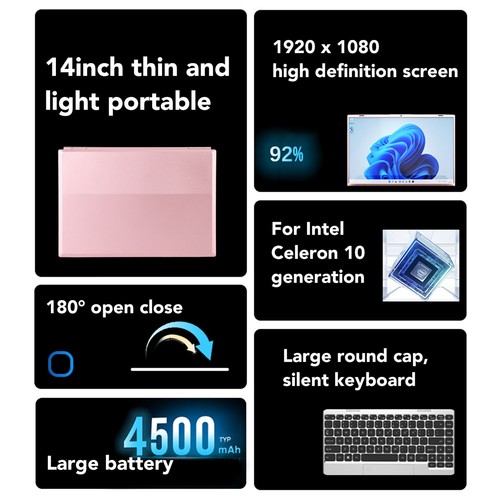 14 Inch Laptop Quad Core J4105 8GB RAM 1920 X 1200 HD IPS Business Laptop Co ZZ1 - Picture 7 of 30