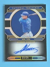 Andres Gimenez 2020 Panini National Treasures Auto RC Blue /25 Midnight MS-AG