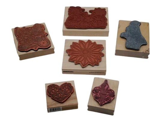 Wooden Stamps Lot Of 6 Preowned Stampabilities - Penny Black - Stampendous More - Picture 2 of 13