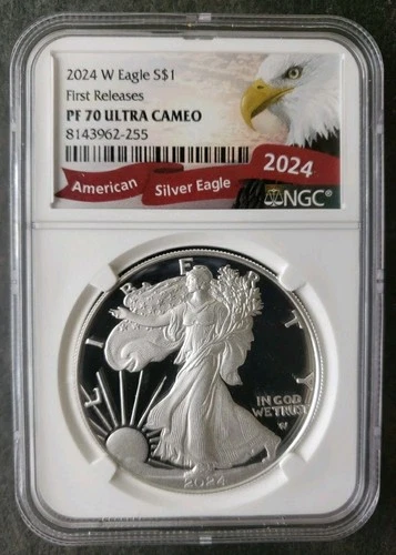 2024 W Proof $1 American Silver Eagle Dollar NGC PF70 Ultra Cameo