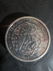 Toned 2023 Britain 5 Pds Yale of Beaufort Tudor Beasts 2 oz Silver .9999  #171