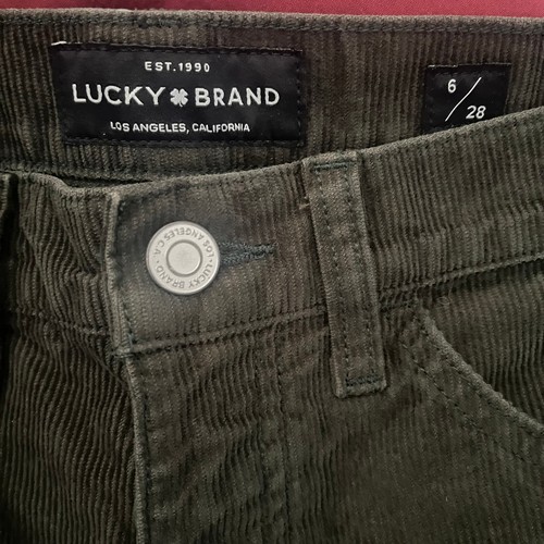 Lucky Brand Corduroy Pants Womens Size 6/28 Green Straight Leg Mid Rise Casual - Picture 4 of 10