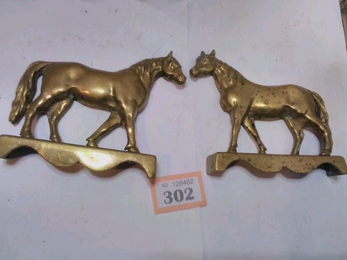 Antik Messing Pferde Pferd Ornament X 2 - Bild 1 von 3