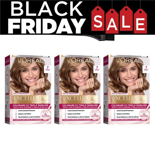 L'Oréal Paris Excellence Creme 7 Blonde Hair Color Full Coverage 3-Pack - Picture 6 of 6