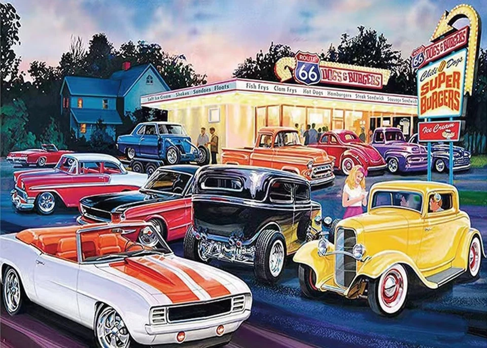 Car Diamond Painting Kits for Adults, Diamond Art Kits for Beginners, 5D DIY Ful