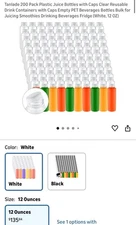 200 Pack Plastic Juice Bottles with Caps Clear Reusable Drink Containers with...