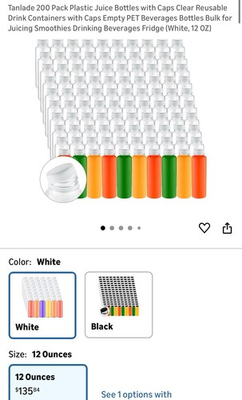 #ad #ad 200 Pack Plastic Juice Bottles with Caps Clear Reusable Drink Containers with... $89.99