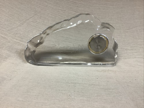 Orologio cristallo scrivania casinò Mohegan Sun pennino fermacarte nuovo con scatola - Foto 2 di 5