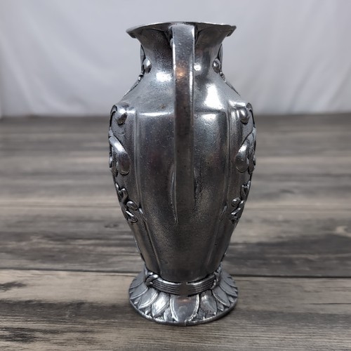 Jugendstil Vintage Helena Vase Eisen geschmiedet, Doppelhenkel Zinnvase 7,5" - Bild 7 von 9