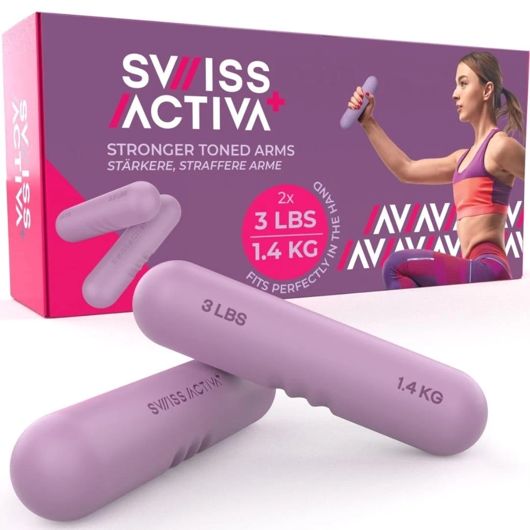 Swiss Activa+ Premium dumbbells - 3 lb Weights for Women Set of 2 - weights f...