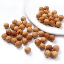 50pcs 10mm Natural Wooden Round Fall Beads Bulk for Crafts Polished Spacer Ma...