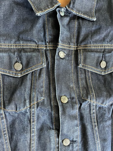 Vintage Gap Jeansjacke Herren M dunkelblau Trucker Y2K 100% Baumwolle Knopf - Bild 22 von 23