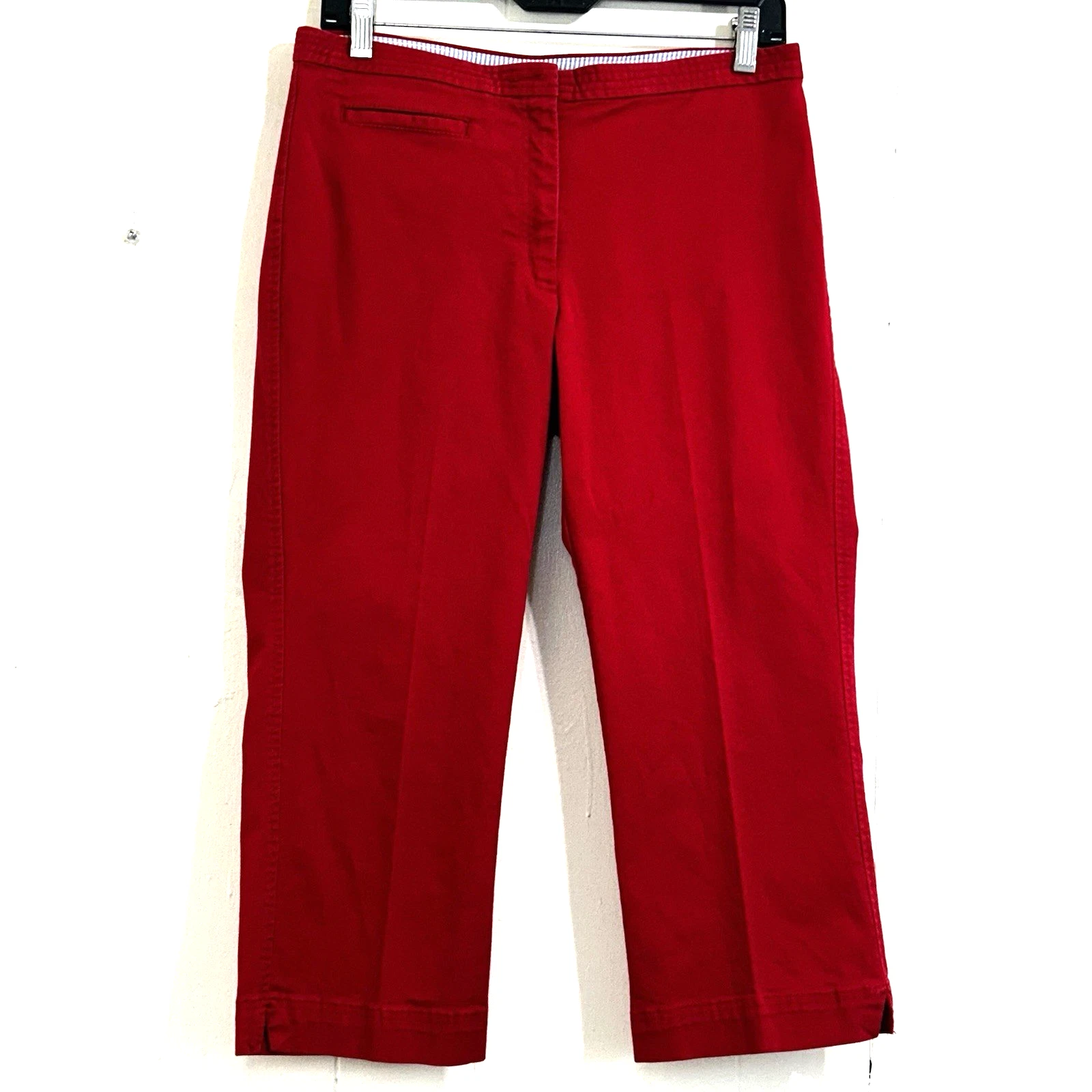 Tommy Hilfiger Women's Capri Chino Pants Size 6 Red Straight Front Pockets Pants