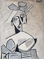 Dipinto olio su tela cubista firmato Pablo Picasso - arte moderna spagnola