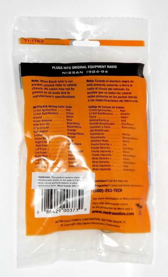 Arnés de cables Metra Turbowire OEM para Nissan Infiniti 1984-96 71-1763 Foto 3 de 3