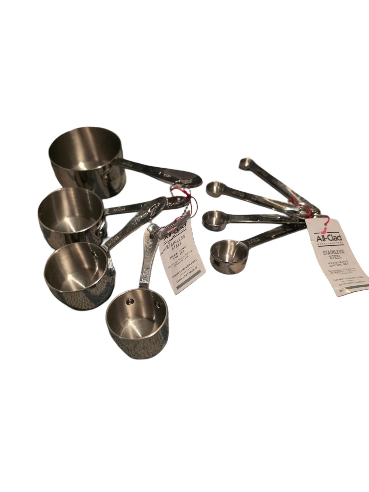 All-Clad Polished Stainless Steel Measuring Cups and Measuring Spoons Sets - NWT