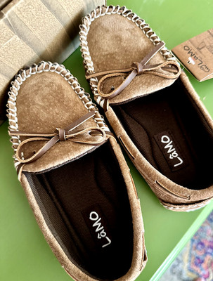 Kids Moccasins Size 2 Lamo Cirrus Footbed Slip-On Loafers Shoes NEW In Box
