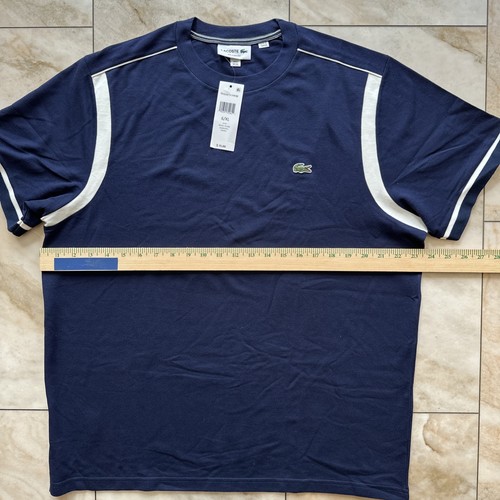 Lacoste Men's Colorblock Cotton Jersey Crew Neck T-Shirt in Navy TH3242 51HHW - Picture 5 of 10