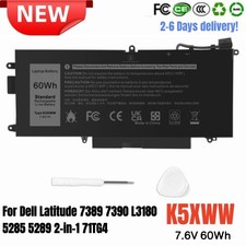   LOT K5XWW Battery For Dell Latitude 7389 7390 L3180 5285 5289 2-in-1 71TG4 60Wh