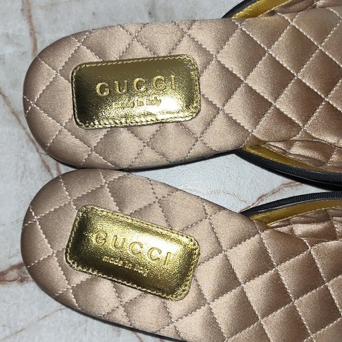 Gucci Matelasse Gold Tiger Head Flat Mules Black Leather 36,5 EUR or 6,5 US - Bild 9 von 12