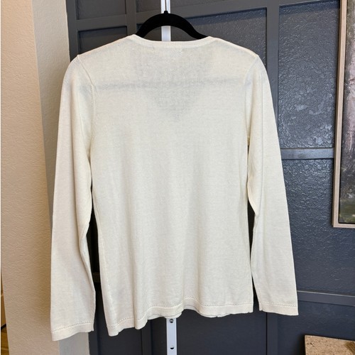 Alashan Kaschmir weiß Baumwolle Damen V-Ausschnitt Langarm Golf Pullover Sweater SM - Bild 2 von 6