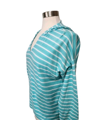 Chaps Damen großes Strickoberteil blau weiß gestreift Langarm Kapuzenpullover - Bild 3 von 10