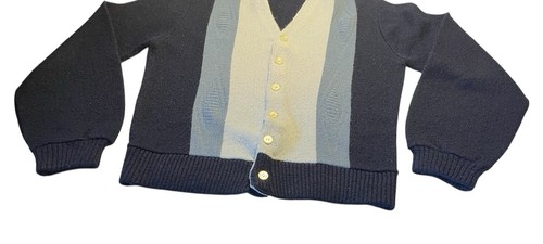 Vtg 1960s mod mens MCM Mad Men Jack Nicklaus by Revere striped cardigan S VG - Picture 5 of 5