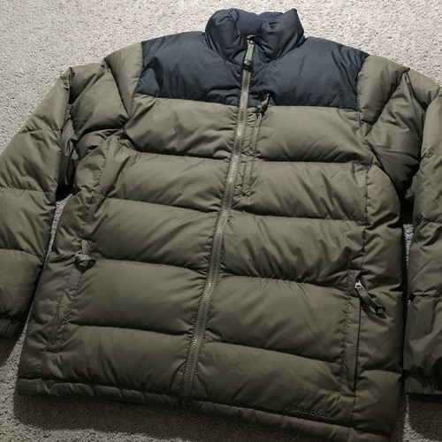 L.L.Bean Puffer Jacket Mens M Green Black Down Winter Coat Goose Insulated - Picture 2 of 14