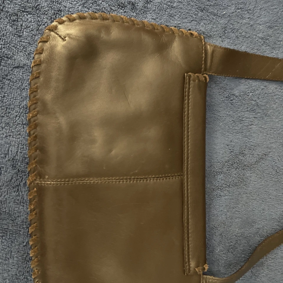 Andrew Marc New York Brown Genuine Leather Purse Bag Whipstitch Accents - Image 3 of 4