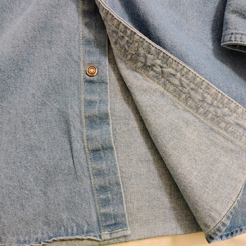 90s Canyon Guide Outfitters Denim Western Pearl Snap Shirt Mens XL Chambray - Picture 11 of 11