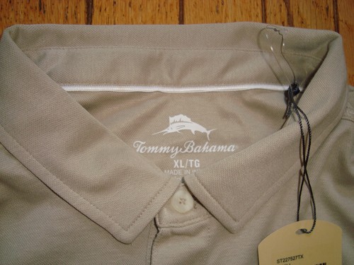 POLO UOMO TOMMY BAHAMA COTONE POLIESTERE COLORE KAKI TAGLIA XL NUOVA CON ETICHETTE@$99,50 - Foto 6 di 10